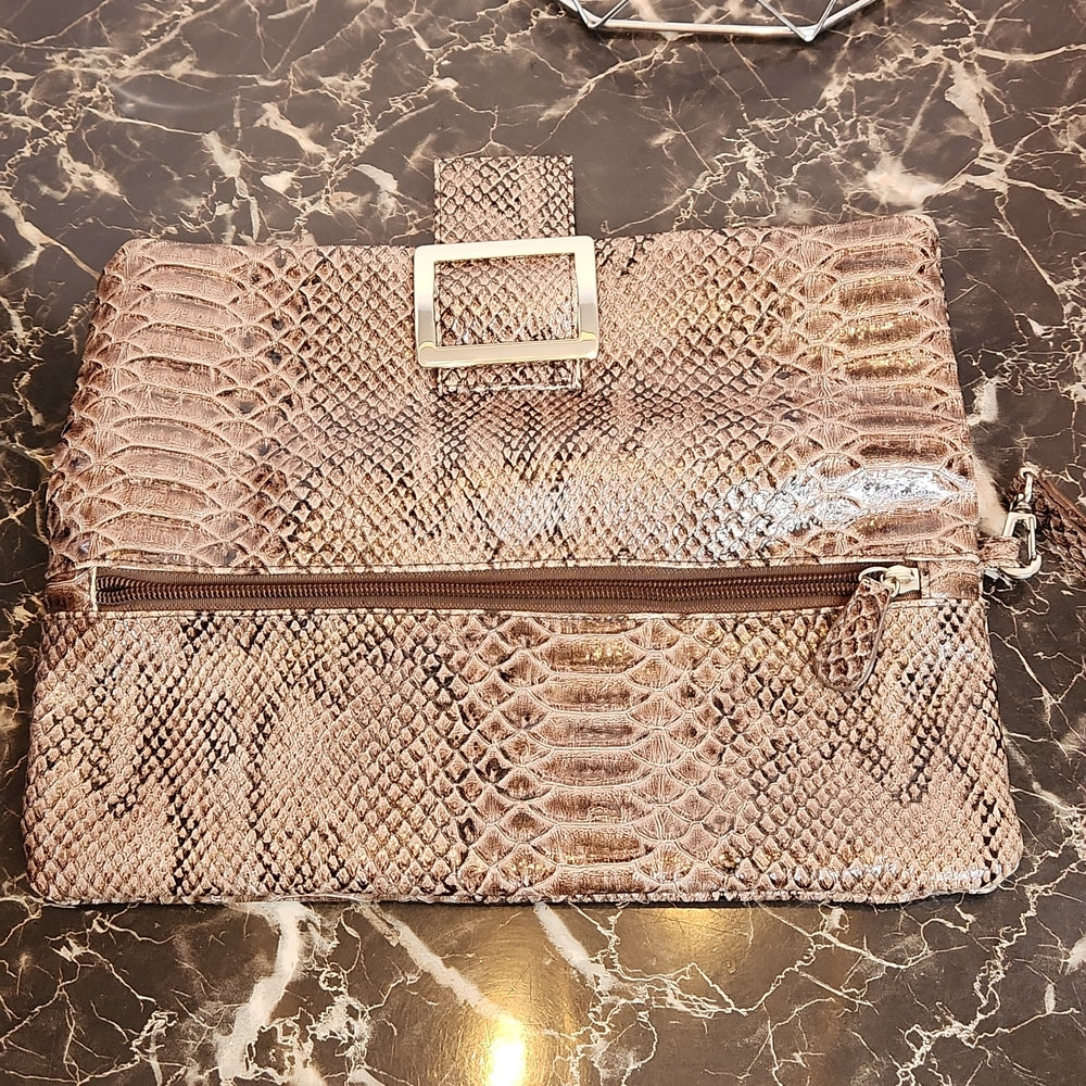 Snakeskin Print Wristlet Bag