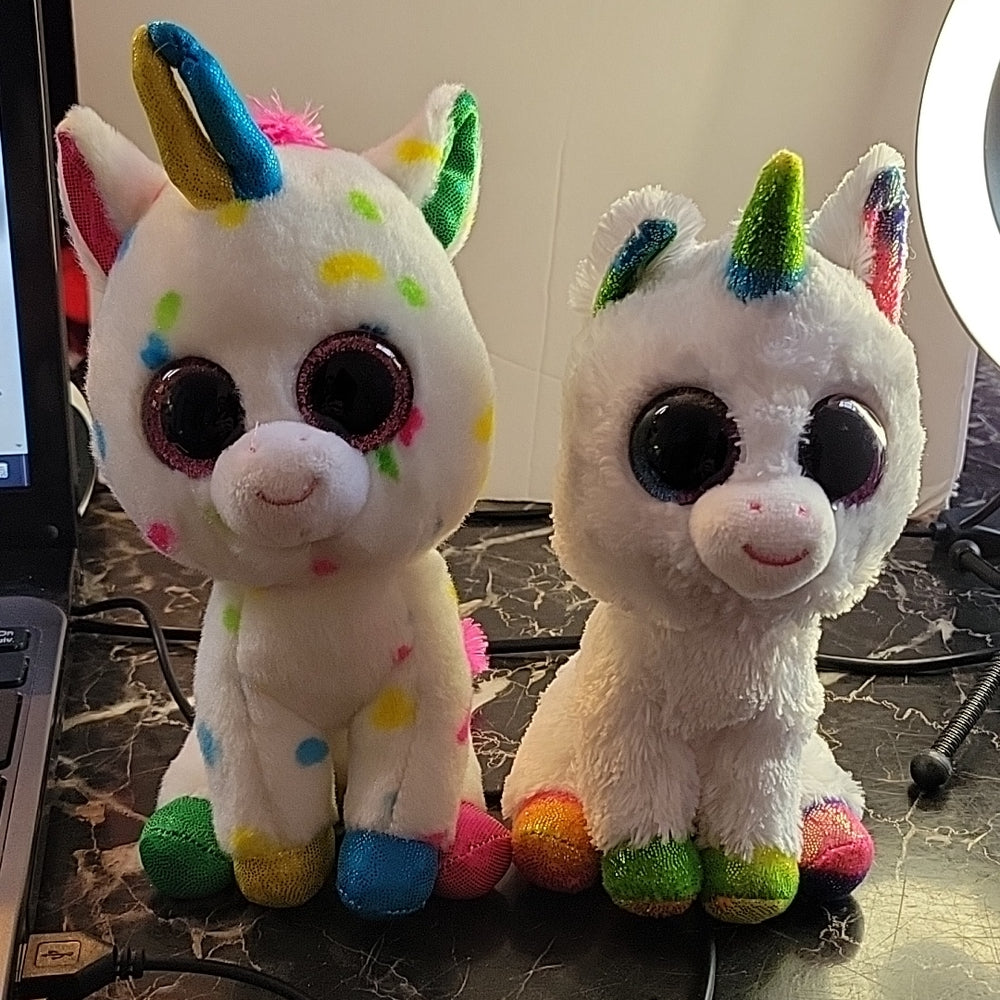 Velve Ty Beanie Boss Harmonie & Pixy Spotted Unicorn Small Plush Soft Toy 6Inch