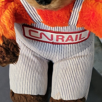 Vintage 1980'S Cn Rail Oscar Mascot Cuddly Toy 15" Plush Bear Vtg Canadian Natio