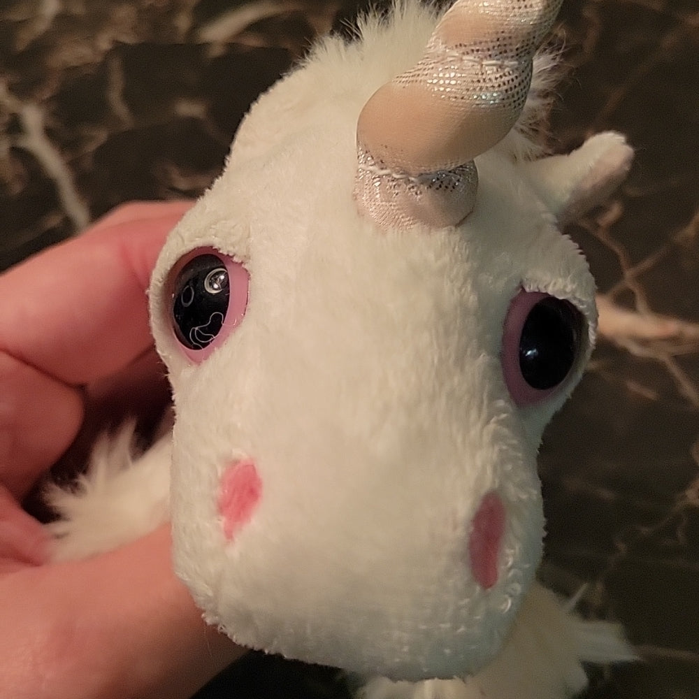 Russ Berrie Sparkle Unicorn Mini Plush Toy White Pink Stuffed Bean Bag 5"