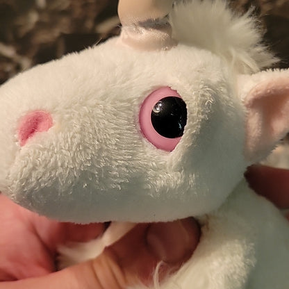 Russ Berrie Sparkle Unicorn Mini Plush Toy White Pink Stuffed Bean Bag 5"