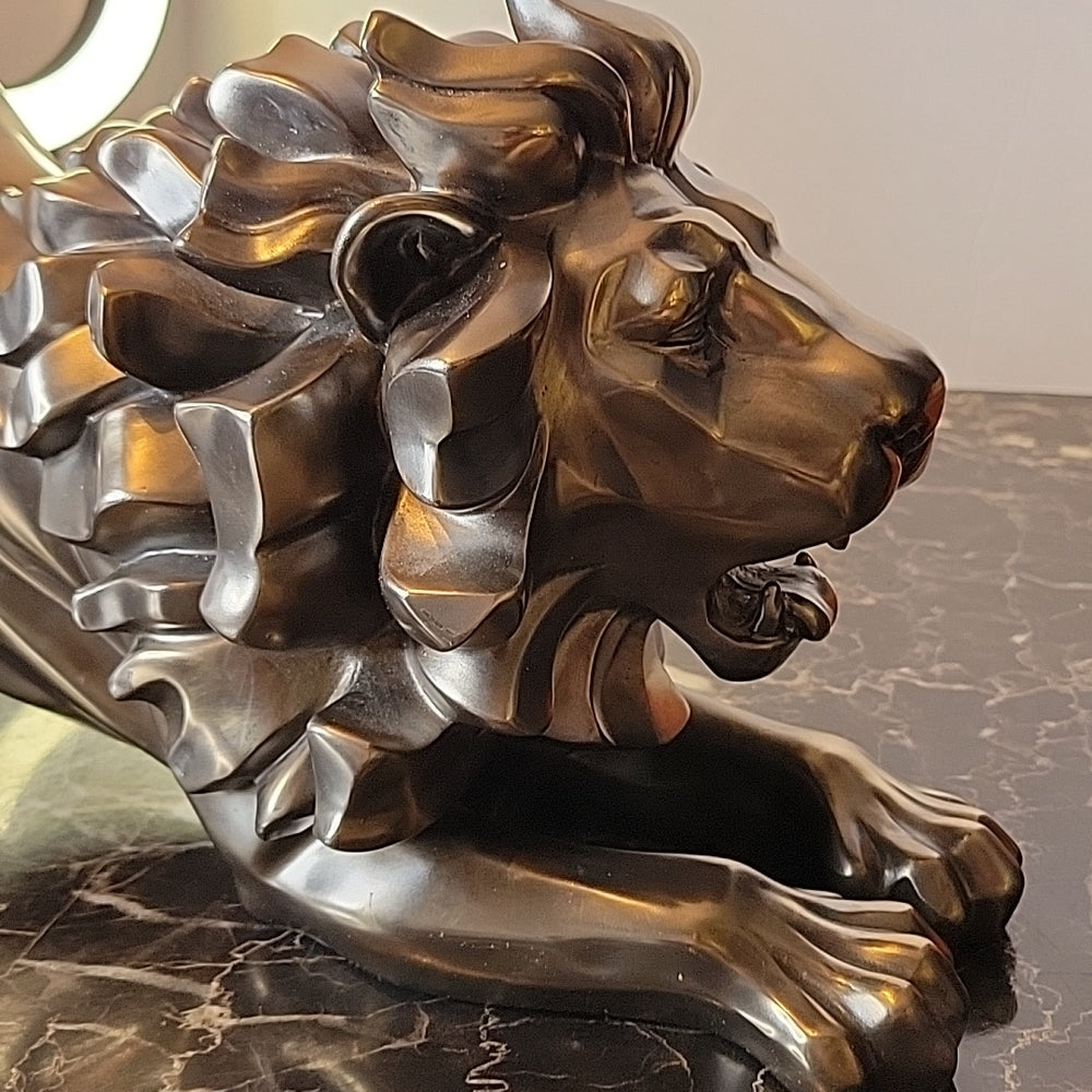 European Style Lion Cast Bronze Desk Statue Home Decoration Accessories Retro Ar