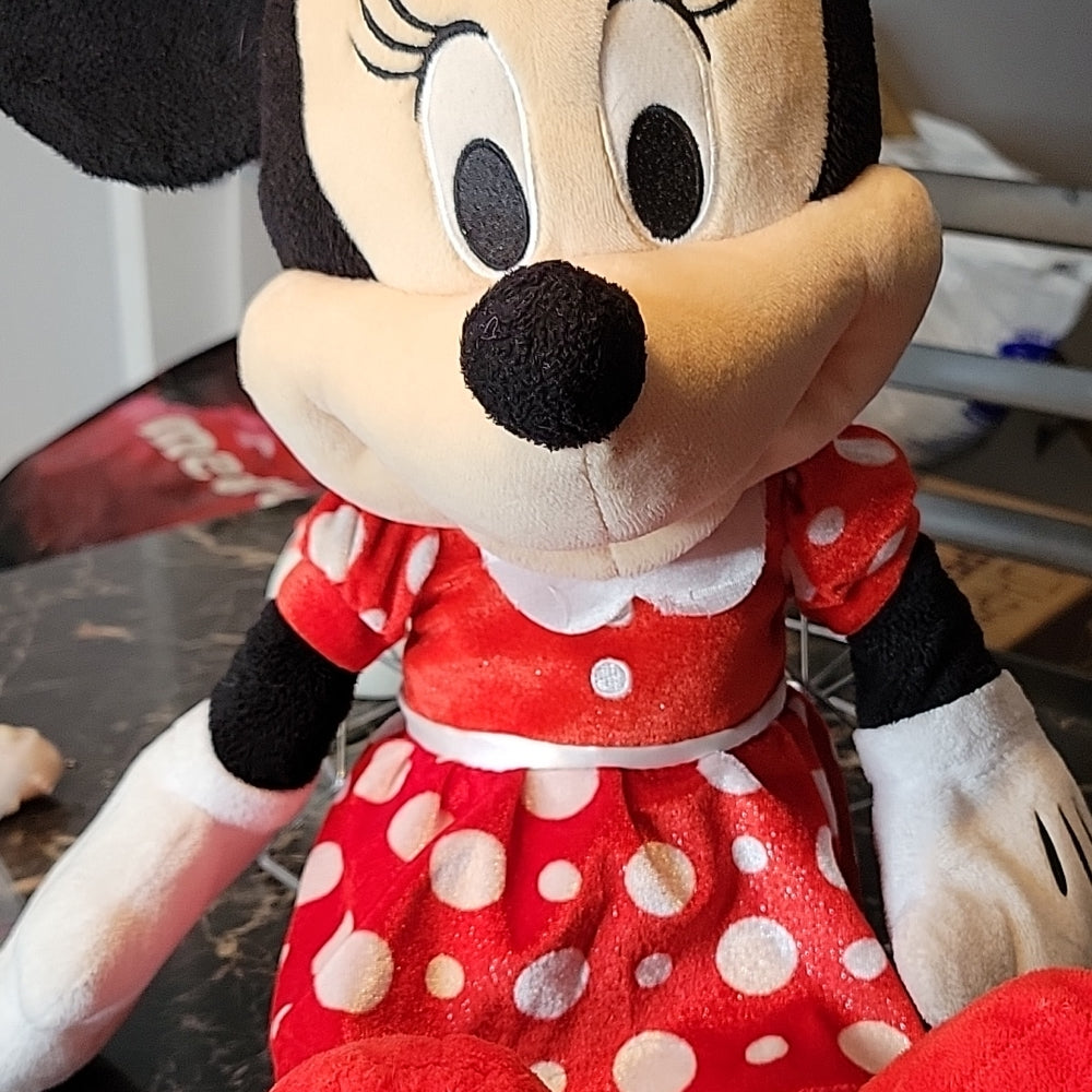 Disney Minnie Mouse Plush 2016 Red & White Polka Dot Dress 20'' Tall 