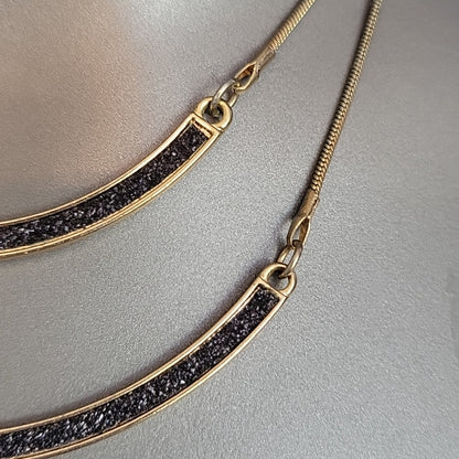 Women'S  Golden Short Necklace Double Set