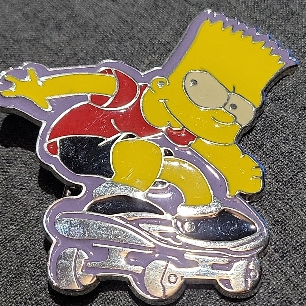 Bart Simpsons On Skate Skateboarding Silver Belt Buckle