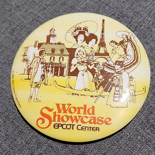 1982 Walt Disney World Showcase Epcot Center Pinback Macaron Buttom Vintage Rare