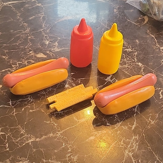 Fisher Price Vtg Food Toy Hot Dog Lunch Ketchup Mustard 2134 2182