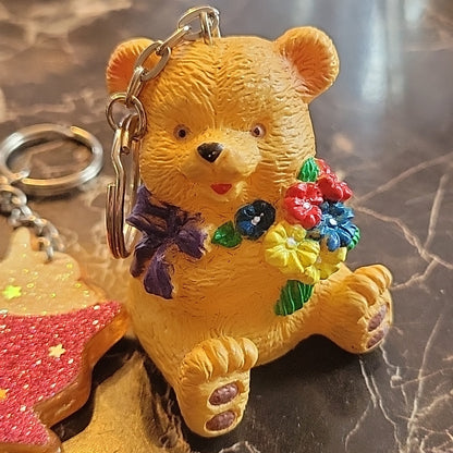 Lot Of 2 Key Chains Teddy Bear Sharpener Toys And A Pink Milkshake