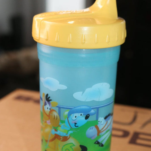 Vintage Playtex Sippy Cup Blue Yellow Horse Dog