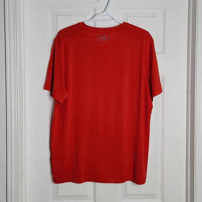 Under Armour Heatgear Red With Grey Logo Vneck T Shirt Large