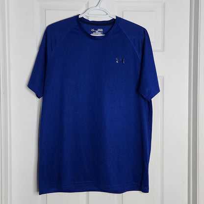 Under Armour Heatgear Blue With Black Logo T Shirt Medium