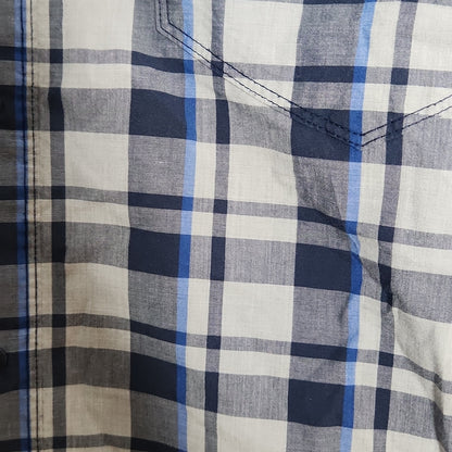 The North Face Short Sleeves Shirt Dark Blue/Light Blue Plaid Large