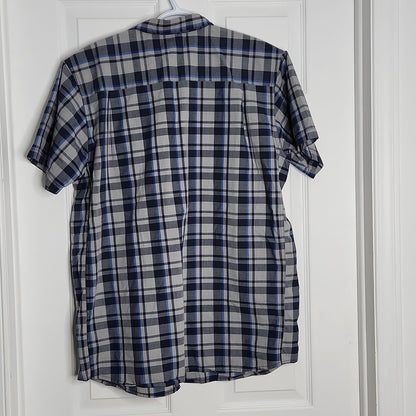 The North Face Short Sleeves Shirt Dark Blue/Light Blue Plaid Large