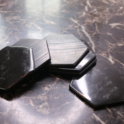 Blank Black Ceramic Hexagon Coasters. Tiles For Crafts (3.7 In, 6 Pack)