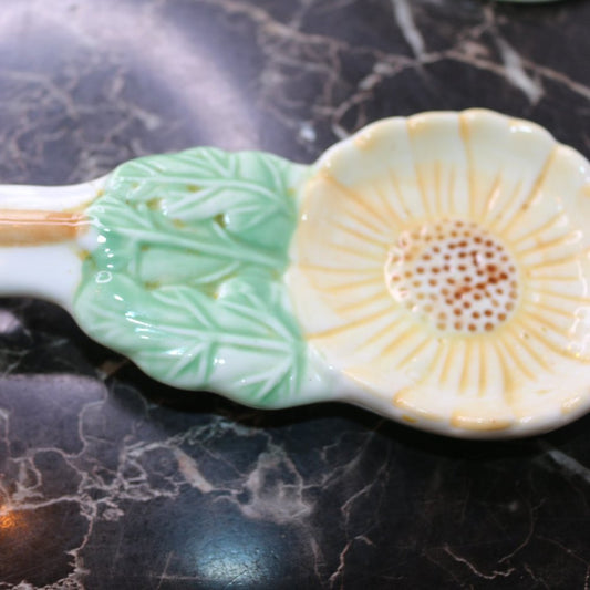 Spoon Rest Form The Plant Sunflower Flower In The Center Porcelain