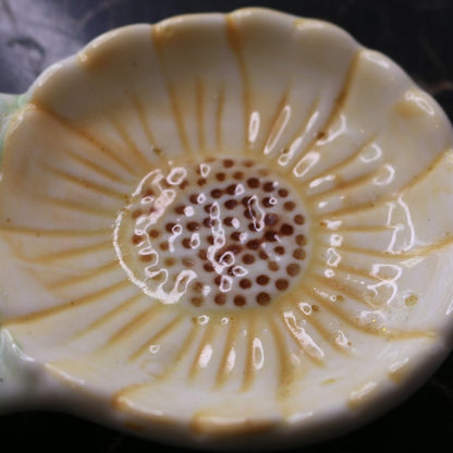 Spoon Rest Form The Plant Sunflower Flower In The Center Porcelain