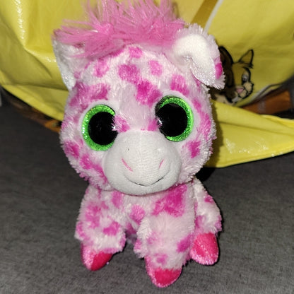 Wild Republic 6" Pink Polka Dot Giraffe Baby Large Eye Stuffed Bean Plush 2015