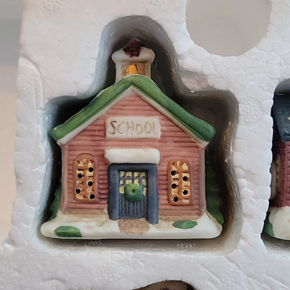 Vtg Ceramic Victorian Village 5 On 12 Piece Lighter Set Houses Only No Figures