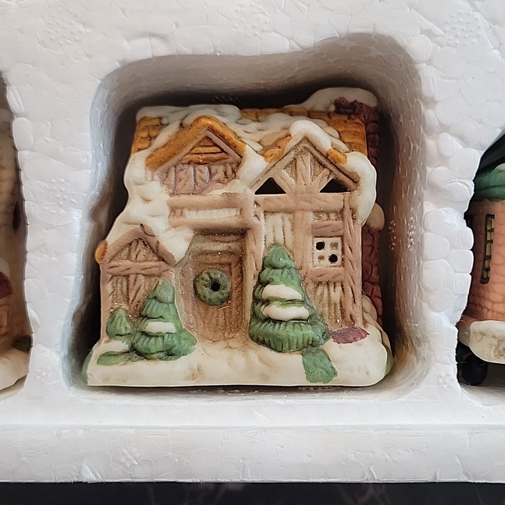 Vtg Ceramic Victorian Village 5 On 12 Piece Lighter Set Houses Only No Figures