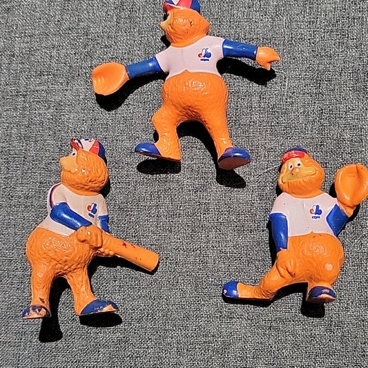 Lot #1 Of 3X Pvc Vintage Youppi Figurines Of Baseball Sport Team Montreal Expos