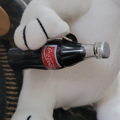 Vtg 1995 Coca Cola Plush White Polar Bear Holds Coke Soda Bottle Stuffed Animal