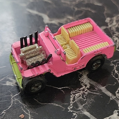 Matchbox Lesney Superfast No2 Jeep Hot Rod In Light Pink With Lime Green Base "