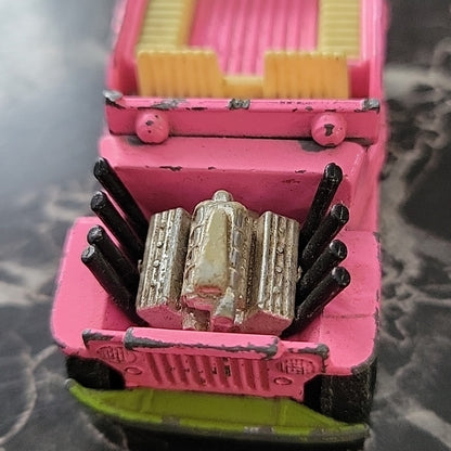 Matchbox Lesney Superfast No2 Jeep Hot Rod In Light Pink With Lime Green Base "