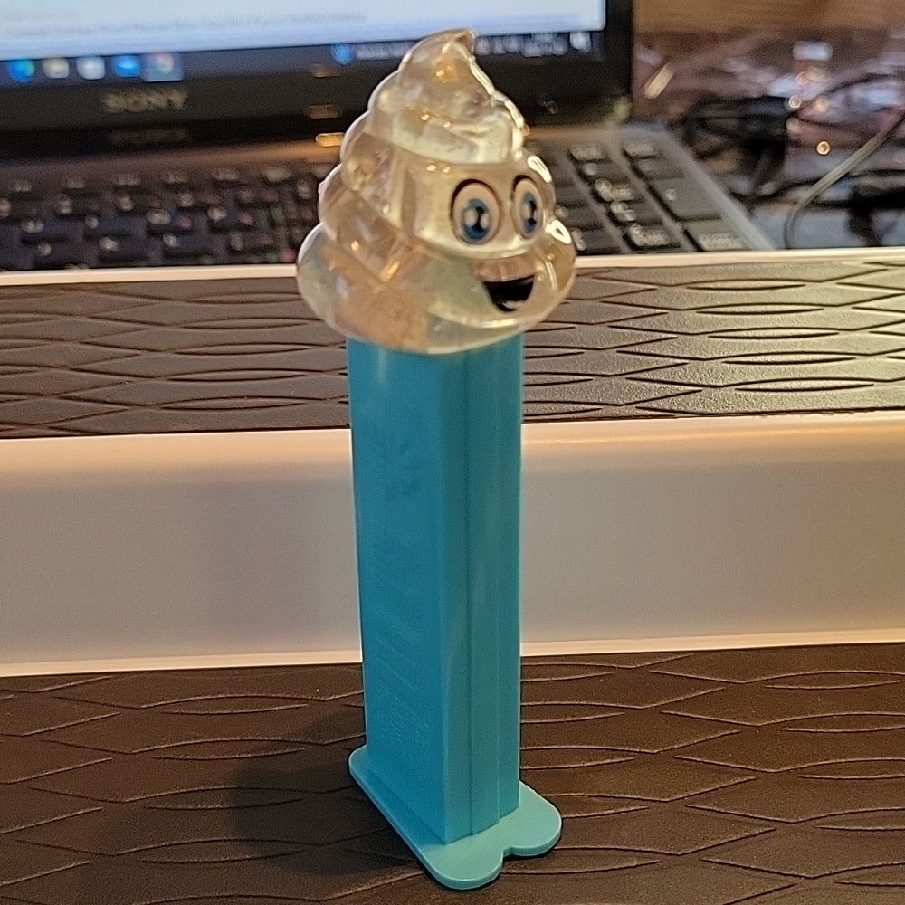 Emojis Pez Candy Dispenser: Crystal Transparent Poop Poo Toy Blue