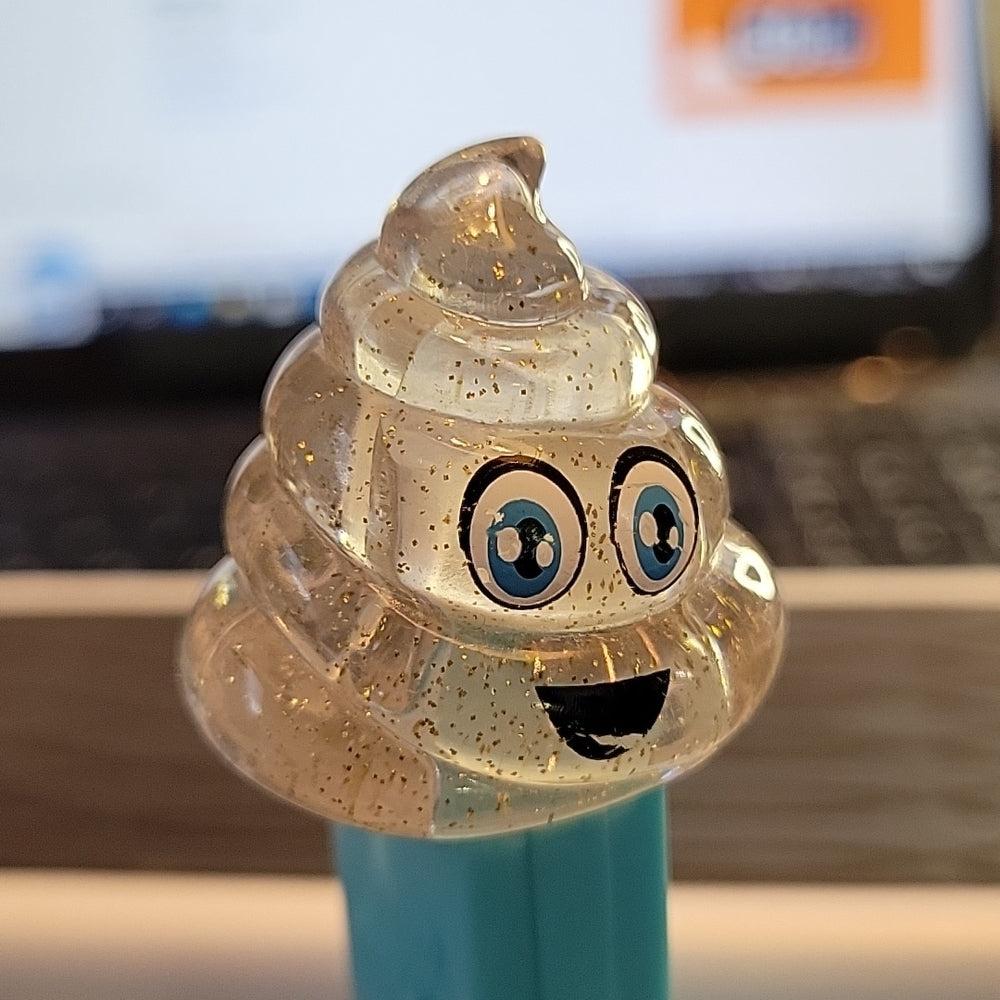 Emojis Pez Candy Dispenser: Crystal Transparent Poop Poo Toy Blue