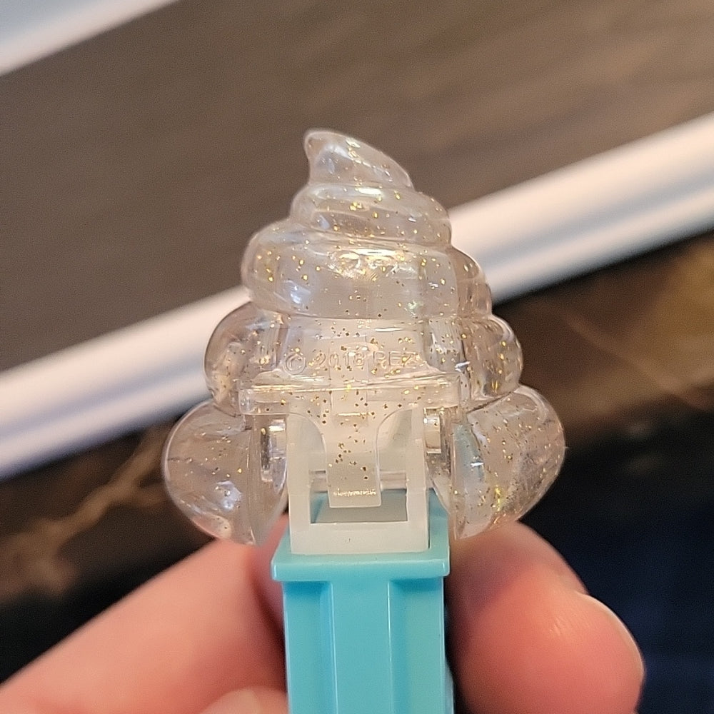 Emojis Pez Candy Dispenser: Crystal Transparent Poop Poo Toy Blue