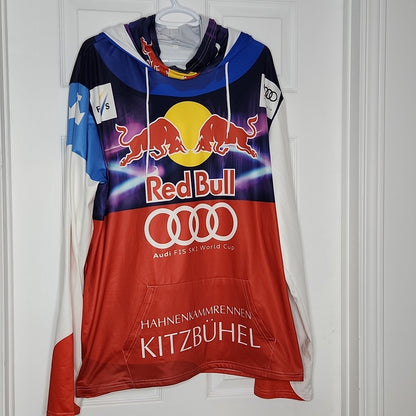 Redbull Hooded Sweater Xl Audi Mls Men'S Red Bull On The Field Long Sleeve Rare