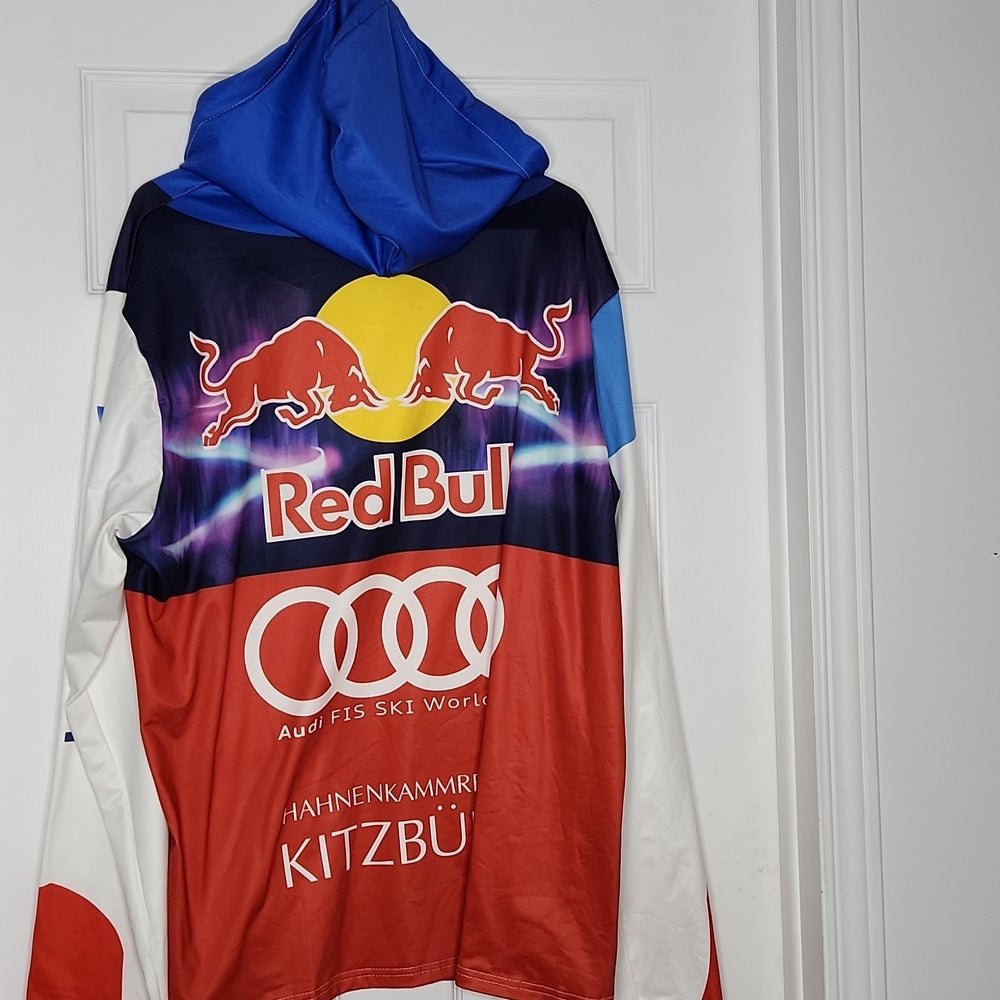 Redbull Hooded Sweater Xl Audi Mls Men'S Red Bull On The Field Long Sleeve Rare