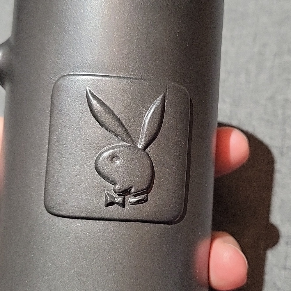 Vintage Playboy Stein/Mug W Bunny Symbol-Glass-Grey/Silver Matte-Clear Bottom