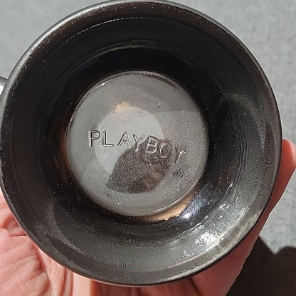 Vintage Playboy Stein/Mug W Bunny Symbol-Glass-Grey/Silver Matte-Clear Bottom