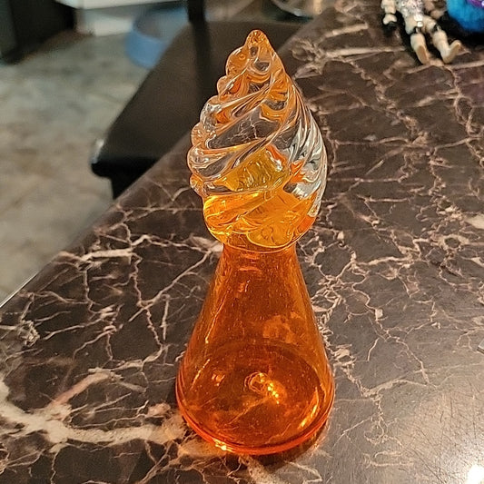 Orange Transparent Glass Art Flame Ice Cream Design