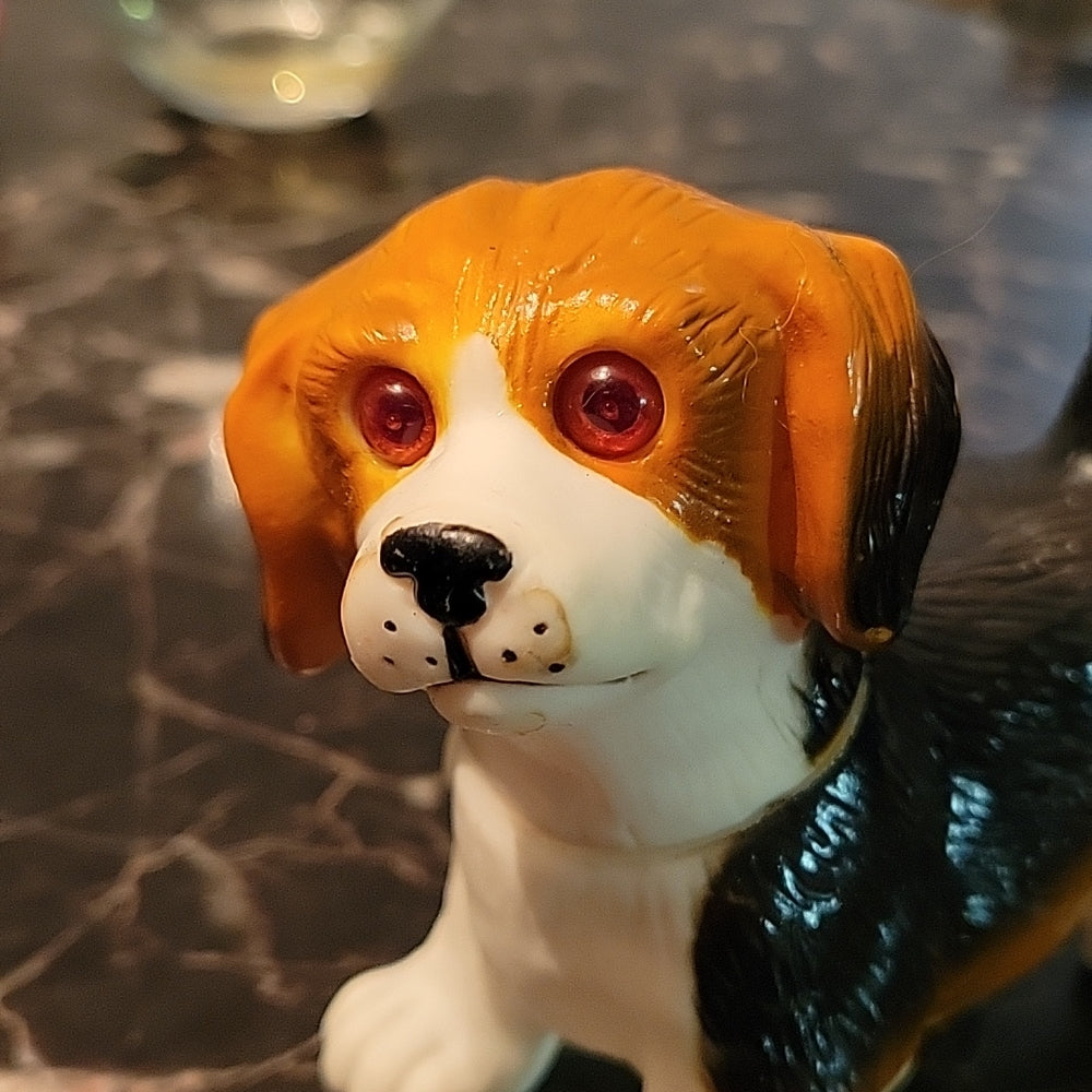 Beagle Vintage Dog Rubber Red Eyes 1990-1991 Toy Figure Doll Animal Retro