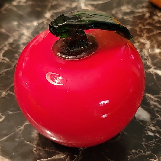 Red Apple Vintage Murano Style Art Glass Hand Blown Decor Vegetable Fruit