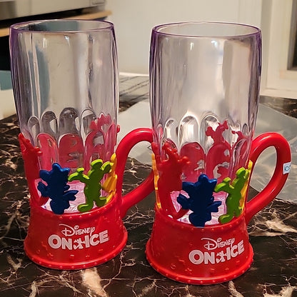 Lot Of 2 Disney On Ice Light Up Strobe Light Cup Mug Mickey Minnie Pluto