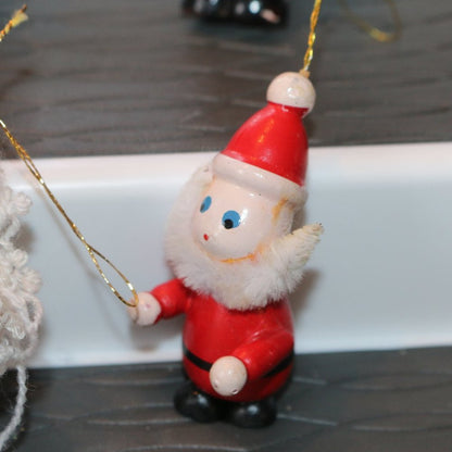 Vintage Handpainted Wooden Santa Claus Christmas Figurines / Ornaments