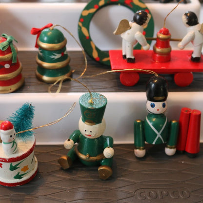 Vintage Handpainted Wooden Figures Mixed Christmas Figurines / Ornaments