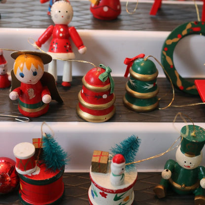Vintage Handpainted Wooden Figures Mixed Christmas Figurines / Ornaments