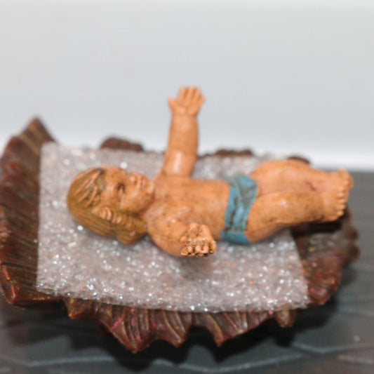 Vintage 2 1/4" Plastic Baby Jesus Christmas Nativity Creche Manger Figure Italy
