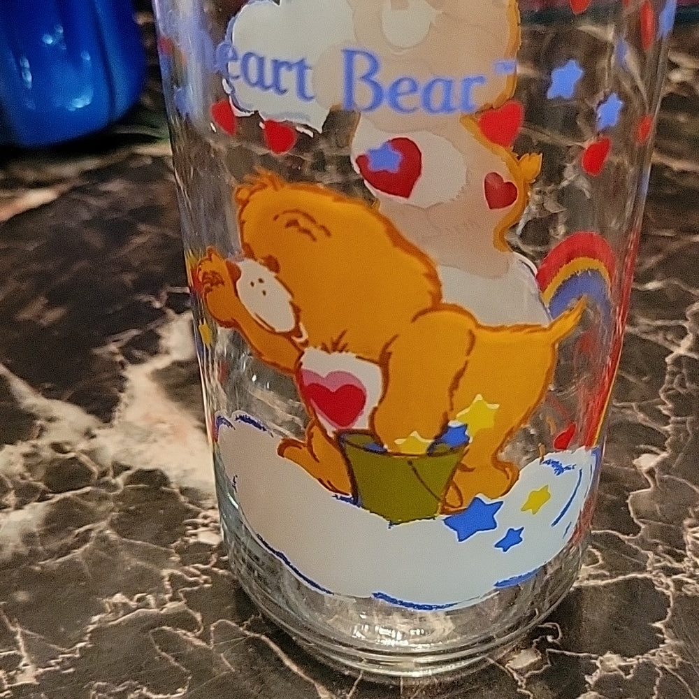 Care Bears Clear Drinking Glass American Greetings Vtg 1984 Tenderheart Bear New