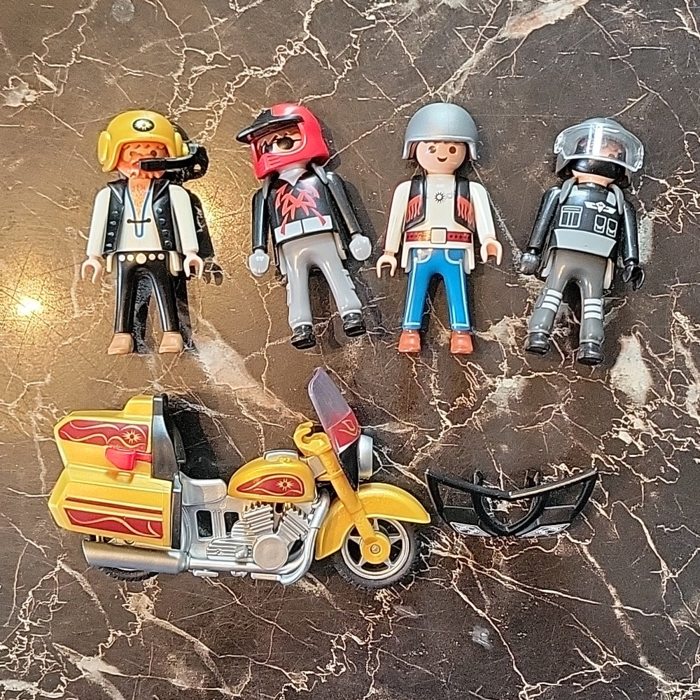 Lot Of Playmobil Toys Biker Motorcycle Action Figures Parts And Accessories