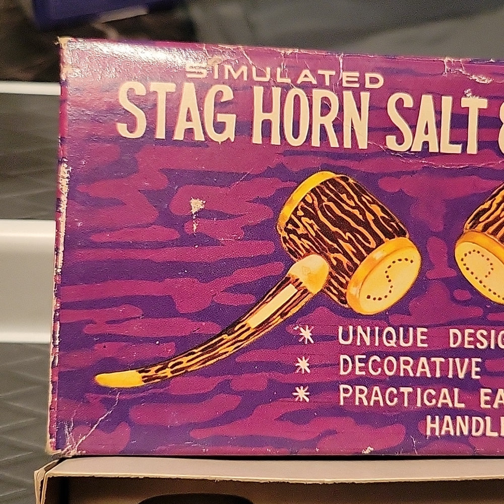 Simulated Stag Horn Salt & Pepper Set-Buffalo Bill Lookout Mountain Colorado