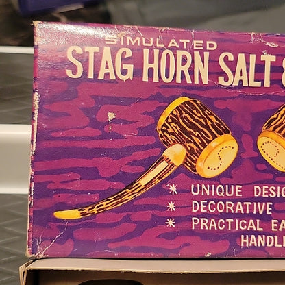 Simulated Stag Horn Salt & Pepper Set-Buffalo Bill Lookout Mountain Colorado