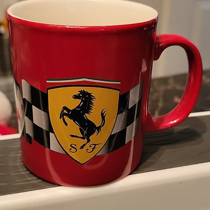 Vtg Ferrari Sf Coffee Mug-Staffordshire Cup-Made In England-Red-Stallion-1996