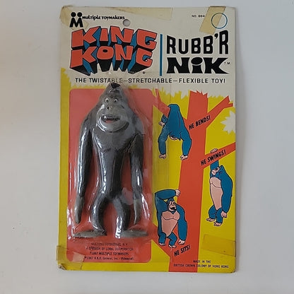 Multiple Toymakers King Kong Rubb'R Nik Twistable Stretchable 1967 On Card Vtg