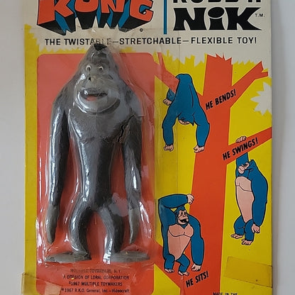 Multiple Toymakers King Kong Rubb'R Nik Twistable Stretchable 1967 On Card Vtg