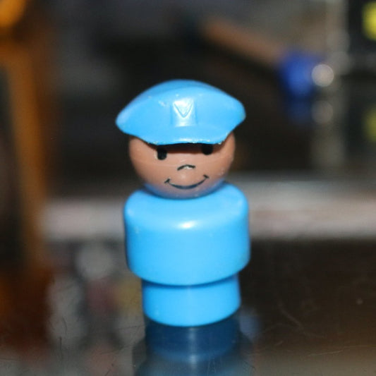 Vintage Fisher Price Little People Replacement Pilot Mailman Boy Blue Body #933
